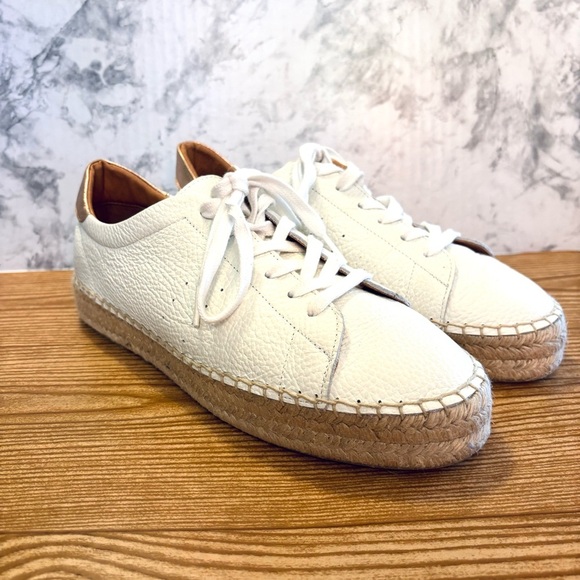 Dalson Anthropologie White Leather Espadrilles Sneakers Woven Made in Spain 10 - Picture 2 of 8